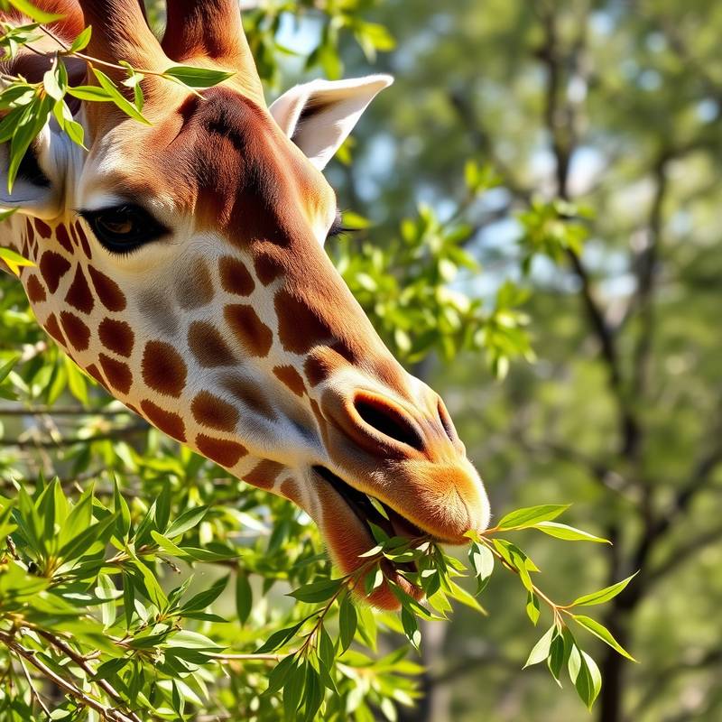 Girafe se nourrissant des feuilles d'un acacia.