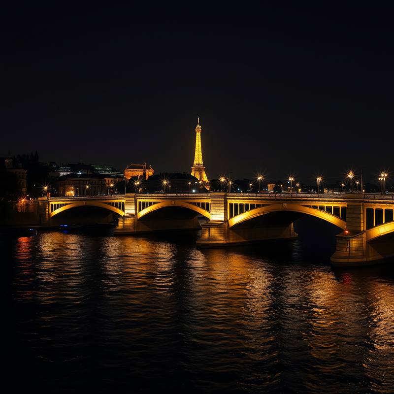La Seine et ses ponts illuminés la nuit.