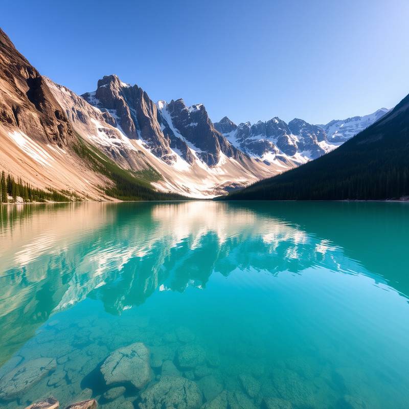 Lac Louise et son reflet dans l'eau.