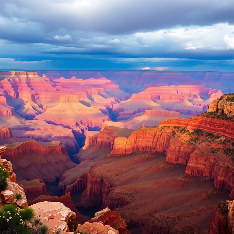 Le Grand Canyon majestueux vu depuis un point de vue surplombant, Arizona, États-Unis.