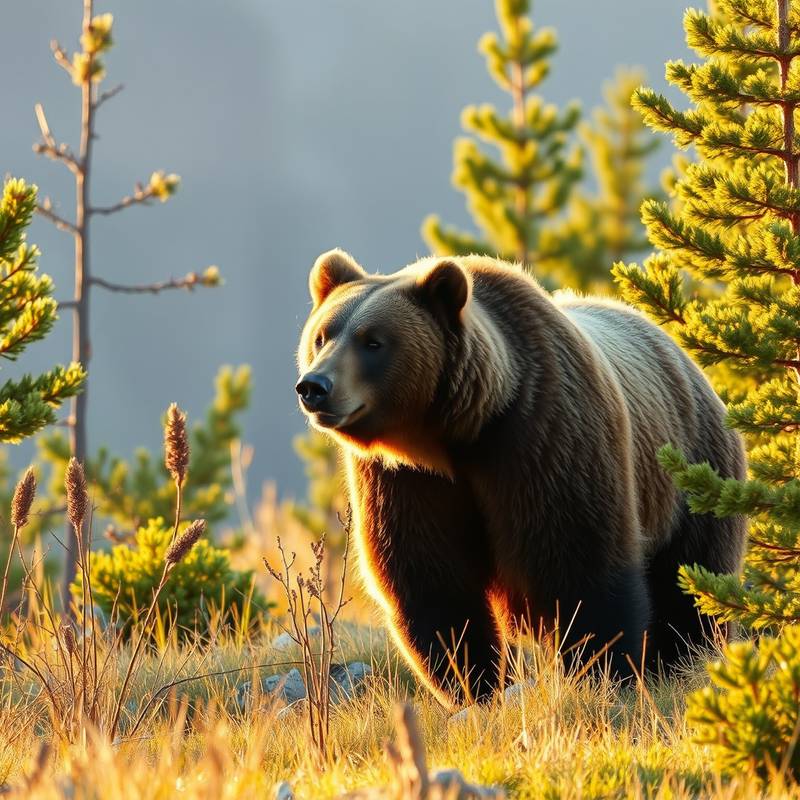 Ours grizzli dans son habitat naturel.